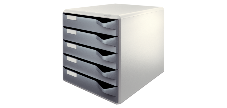 Ladenblok Leitz A4 5 laden donkergrijs/wit