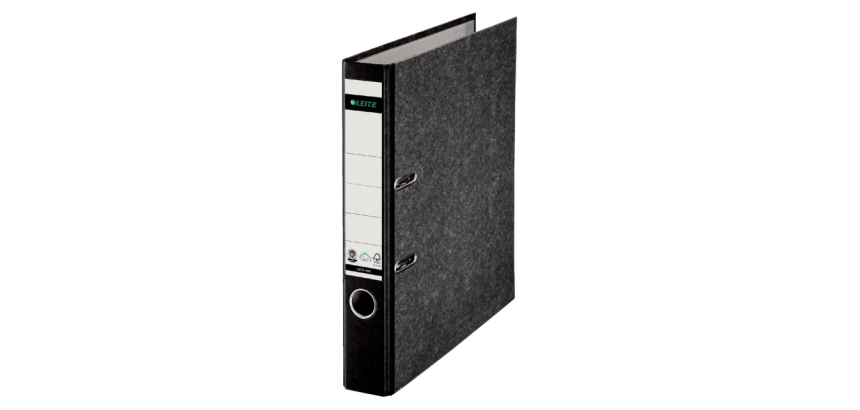 <strong>Leitz 1050 180° A4 50mm Lever Arch File</strong> recycled black cardboard