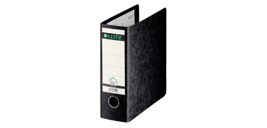 Hebelordner Leitz 1075 180° A5 vertikal 77mm marmorierter schwarzer Karton