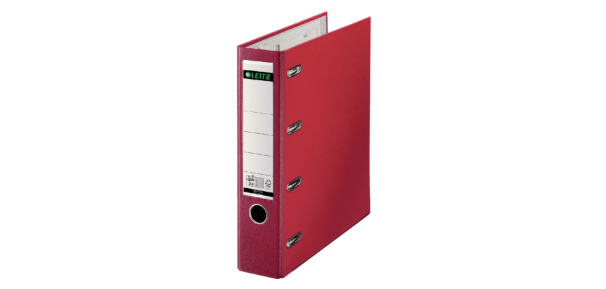 Leitz Binder A4 80mm PP Bank 2 Mechanisms Red