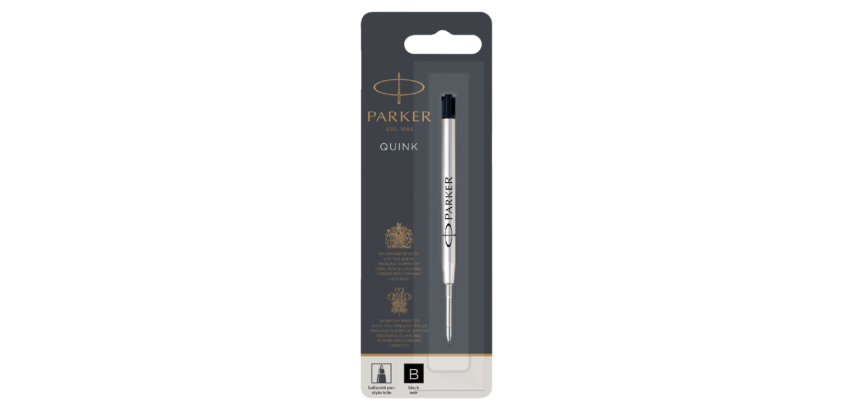 Parker Quink Large Black Ballpoint Pen Refill Blister Pack 1 Piece