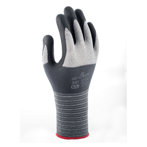 Handschoen Showa 381 grip nitril S grijs