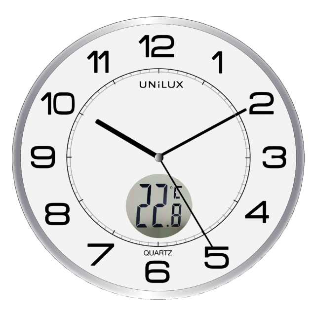 Horloge murale Unilux Tempus Ø30,5cm gris clair/blanc