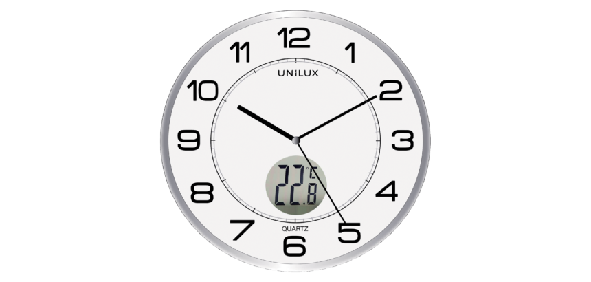 Horloge murale Unilux Tempus Ø30,5cm gris clair/blanc