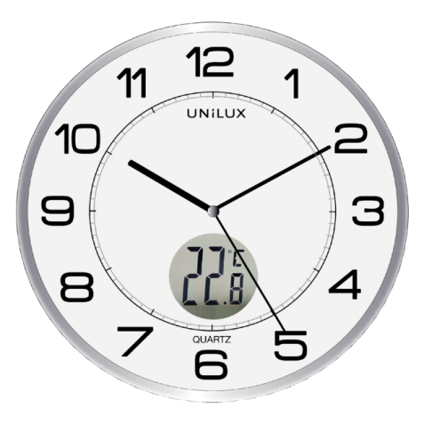 Horloge murale Unilux Tempus Ø30,5cm gris clair/blanc