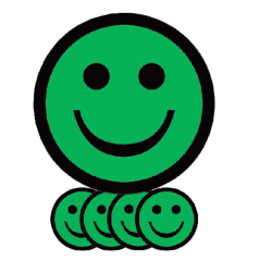 Smiley Magnet 50mm Happy Emotion Green 5 Pieces