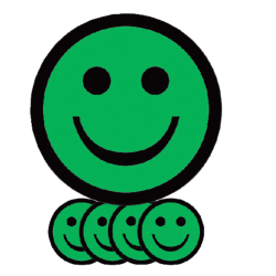 Aimant Smiley 50mm émotion content vert 5 pièces