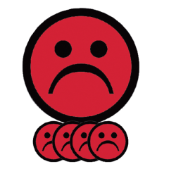 Magneet smiley 50mm emotie bedroefd rood 5 stuks