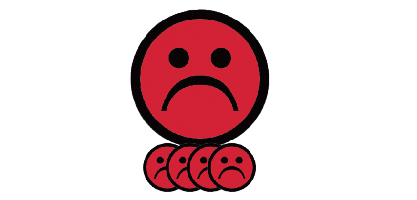 Red Sad Emotion Smiley Magnet 50mm 5 Pieces