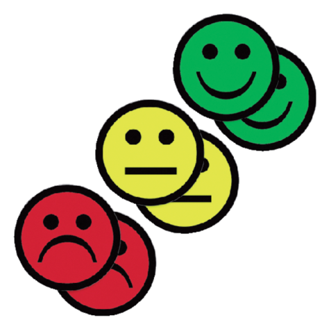 Aimant Smiley 50mm 2x jaune 2x vert 2x rouge