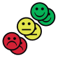 Aimant Smiley 50mm 2x jaune 2x vert 2x rouge
