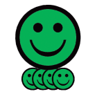 Smiley magnet 75mm happy emotion green 5 pieces