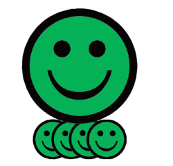 Smiley magnet 75mm happy emotion green 5 pieces