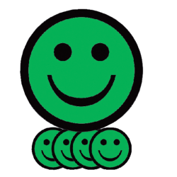 Aimant Smiley 75mm émotion content vert 5 pièces