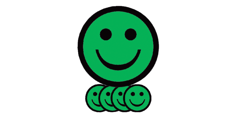 Smiley magnet 75mm happy emotion green 5 pieces