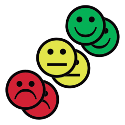 Magneet smiley 75mm 2x geel 2x groen 2x rood