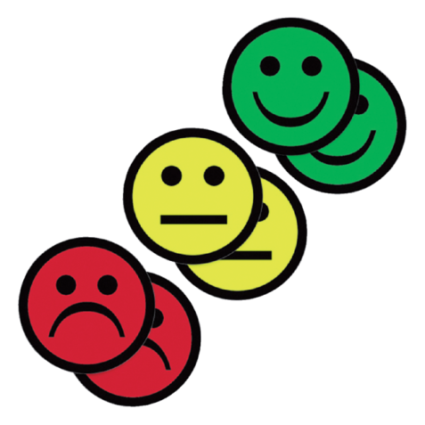 Aimant Smiley 7,5cm 2x jaune 2x vert 2x rouge