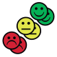 Aimant Smiley 75mm 2x jaune 2x vert 2x rouge
