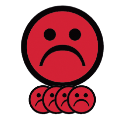 Smiley Magnet 25mm Sad Emotion Red 5 Pieces