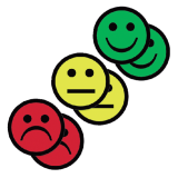 Aimant Smiley 2,5cm 2x jaune 2x vert 2x rouge