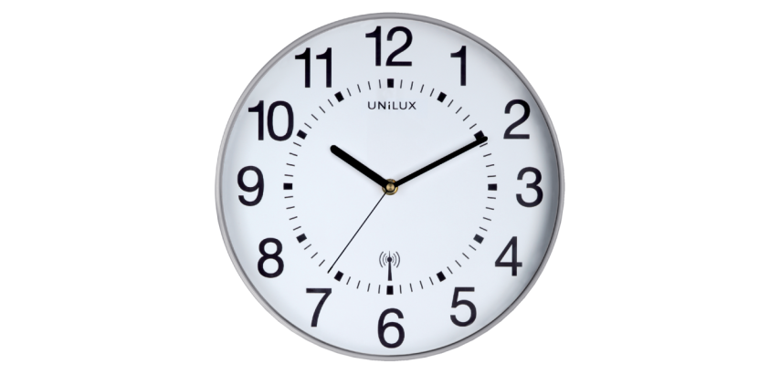 Horloge murale Unilux Wave radio-contrôlée Ø30cm gris argenté/blanc