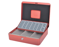 Geldkist Pavo met muntsorteerbak 300x240x90mm rood