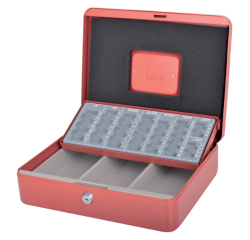 Coffret caisse Pavo avec monnayeur 300x240x90mm rouge