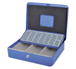 Pavo cash box with coin compartment 300x240x90mm blue