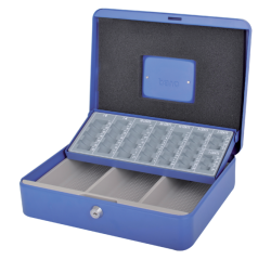 Coffret caisse Pavo avec monnayeur 300x240x90mm bleu