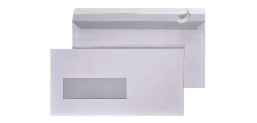 Enveloppe Hermes EA5/6 110x220mm fenêtre gauche 4x11 autocollant 500 pièces
