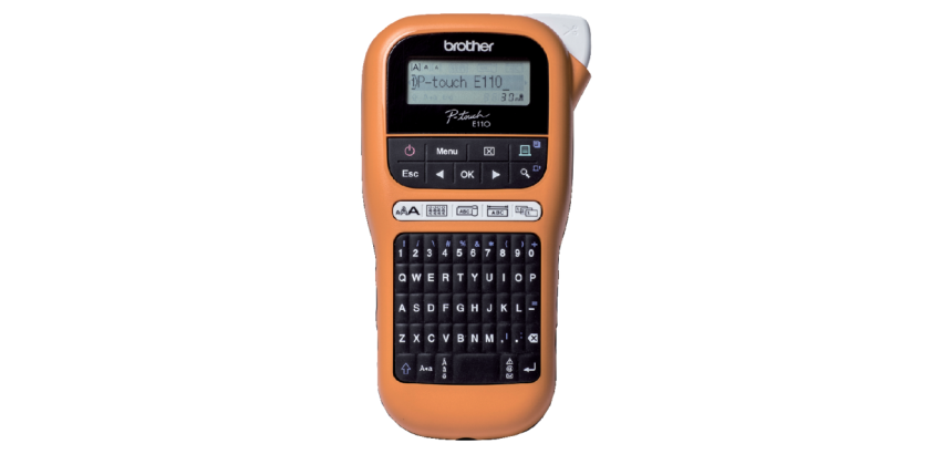 Brother P-Touch TZe PT-E110 portable label printer qwerty 12mm orange