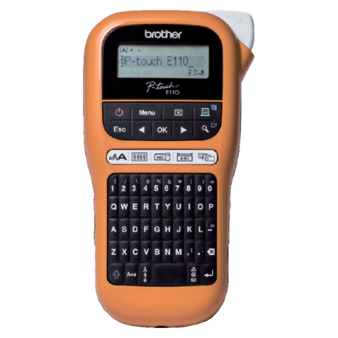 Imprimante d'étiquettes Brother P-Touch TZe PT-E110 portable qwerty 12mm orange