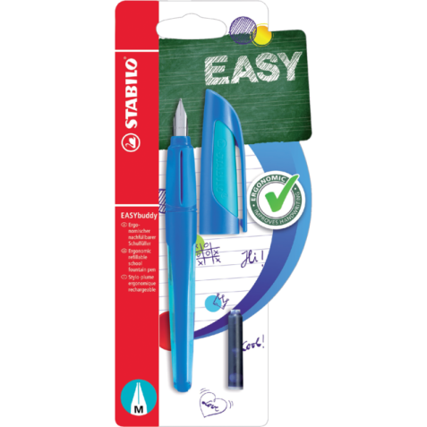 Stylo plume STABILO EASYbuddy bleu cliar/bleu foncé blister