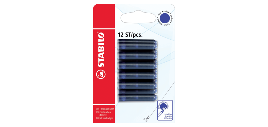 Cartouche d'encre STABILO bleu blister 12 pièces