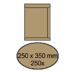 Envelop akte IEZZY 250x350mm zelfklevend 90gr bruin 250 stuks