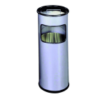 Durable 3332-01 round metal silver ashtray bin