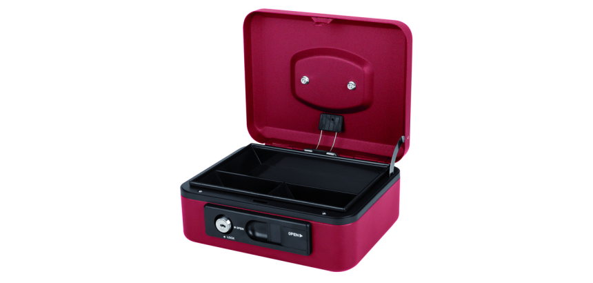 Pavo Deluxe cash box 200x160x90mm red