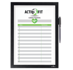 En_marco porta anuncios durable magnetico din a4 con soporte boligrafo dorso adhesivo removible color negro