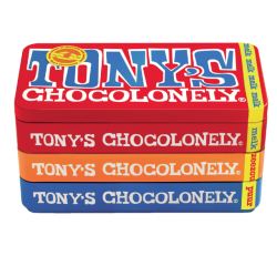 Chocolat Tony's Chocolonely lait.noir et caramel au sel marin boîte 540g