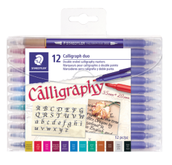Feutre calligraphe Staedtler pointe duo 2.0 et 3.5mm 12 couleurs