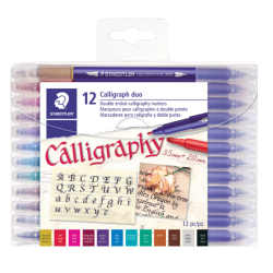 Feutre calligraphe Staedtler pointe duo 2.0 et 3.5mm 12 couleurs