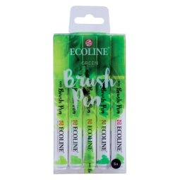 Feutre pinceau Talens Ecoline vert assorti blister 5 pièces