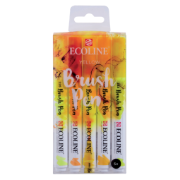 Feutre pinceau Talens Ecoline jaune assorti blister 5 pièces