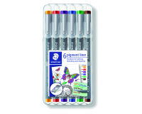 En_rotulador staedtler calibrado micrometrico 308 0,5 mm estuche de 6 unidades colores surtidos