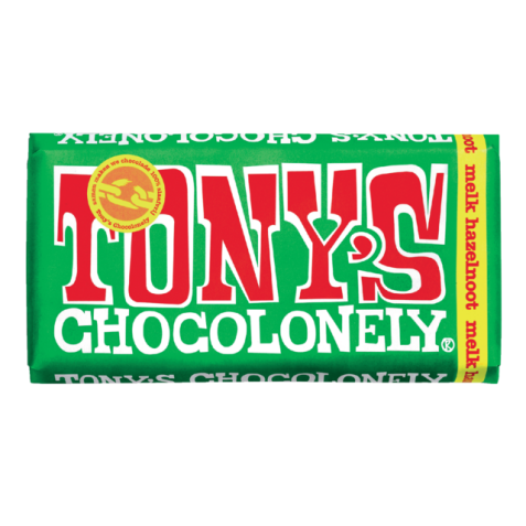 Chocolade Tony's Chocolonely melk hazelnoot reep 180gr