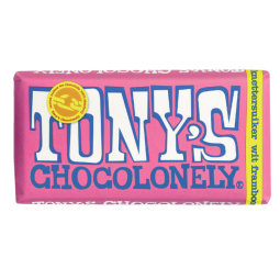 Chocolat Tony's Chocolonely tablette 180g blanc framboise pétillant