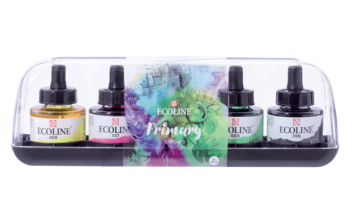 Zeichnung von Federn und Tinte