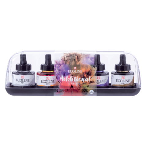 Inkt Talens Ecoline met pipet additional set à 5 ass