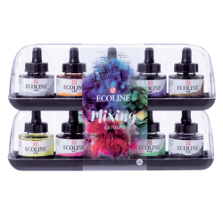 Inkt Talens Ecoline met pipet additional set à 10 ass