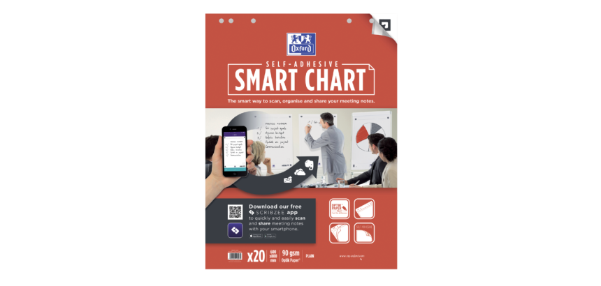 Papier chevalet Oxford Smart 60x80cm adhésif uni 90g 20 feuilles